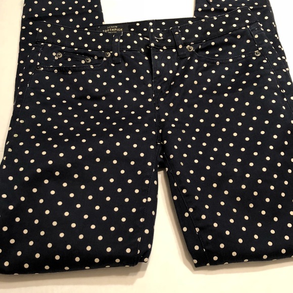 J. Crew Denim - J Crew Toothpick Jean Navy Polka Dot Skinny 27